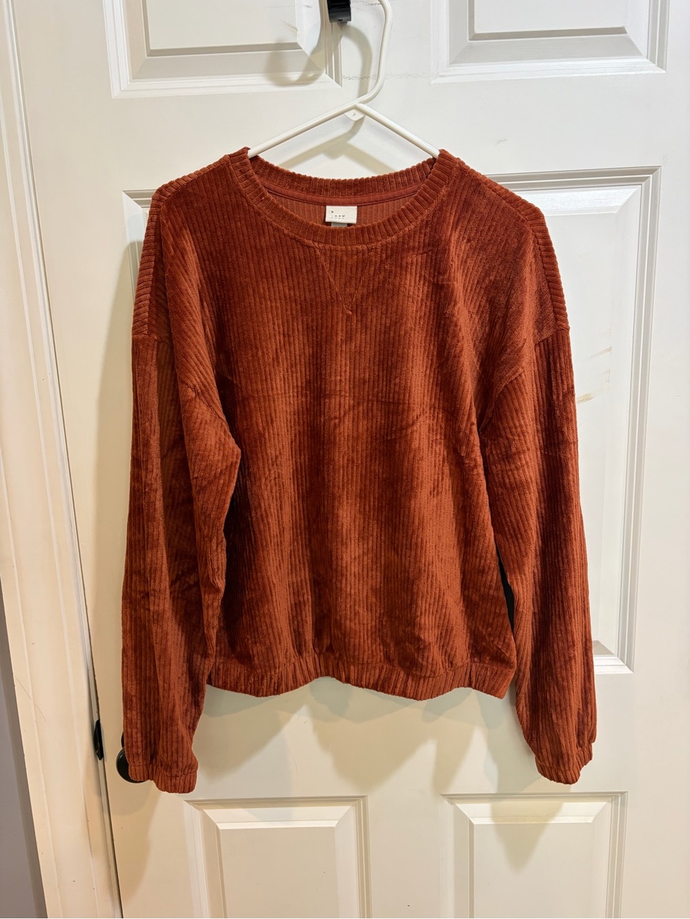 a new day Ribbed Crewneck Top — Rust